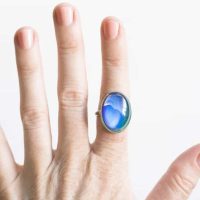 Blue vintage oval shape mood ring