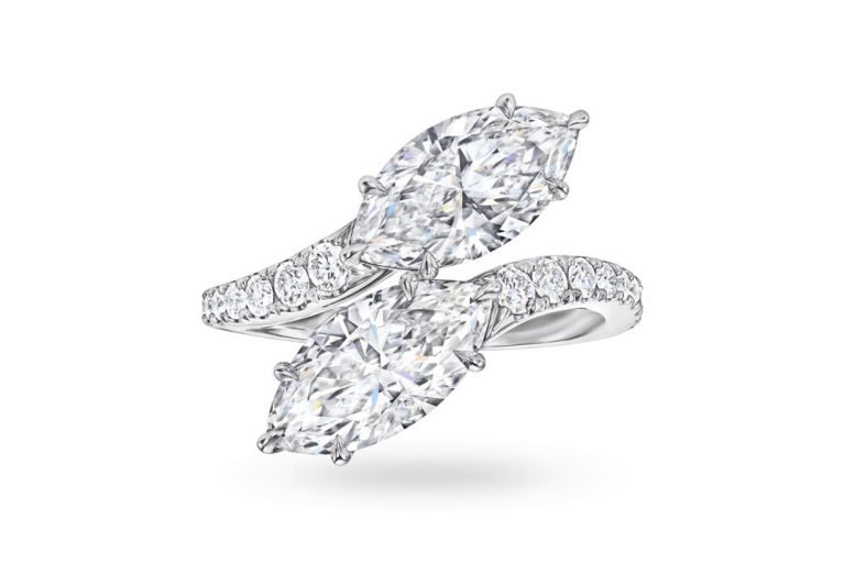 Bridal couture marquise diamond engagement ring