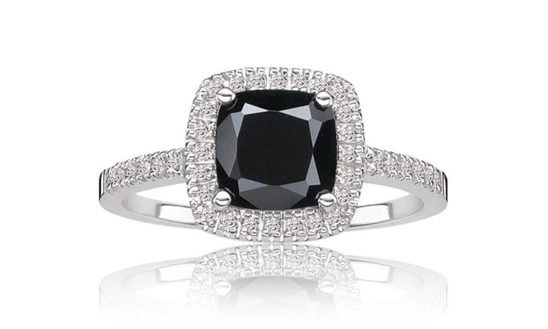 Gothic black onyx engagement ring