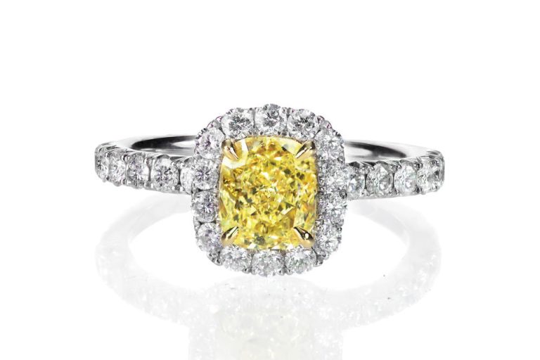 Yellow diamond colored engagement ring