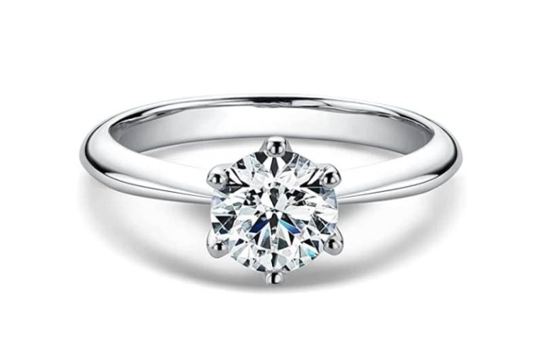 2 carat Moissanite engagement ring platinum silver