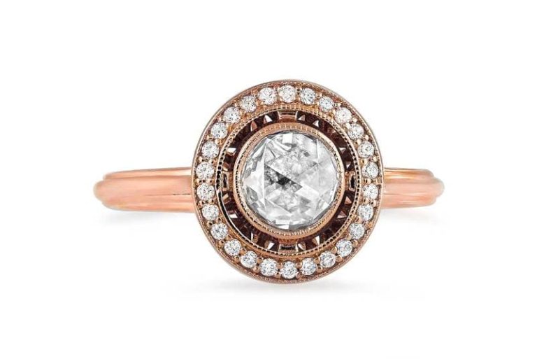 Rose cut diamond engagement ring