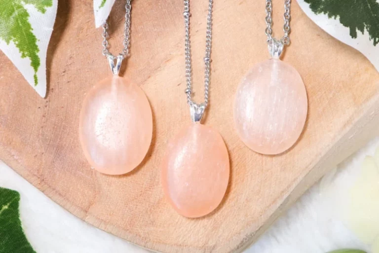 Orange Selenite Pendant Necklace