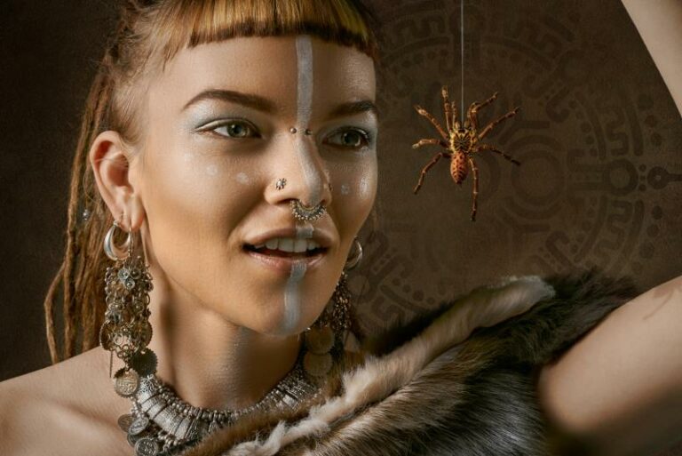 Female model with multiple nose piercings