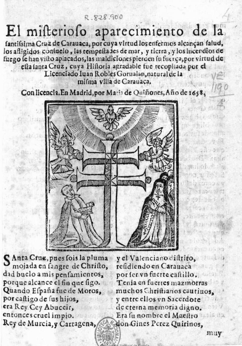 The legend of the appearance of the Cross of Caravaca in a Spanish old document