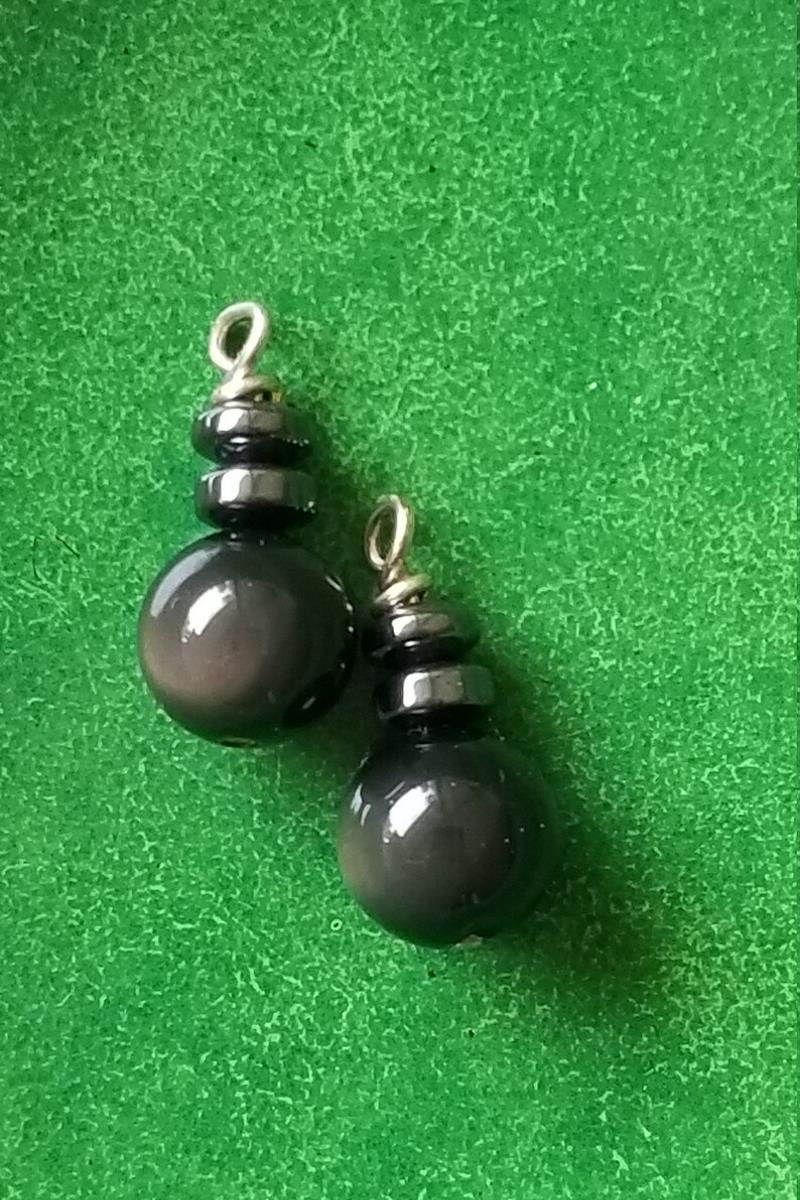 Rainbow Obsidian and Hematite Beaded Earrings