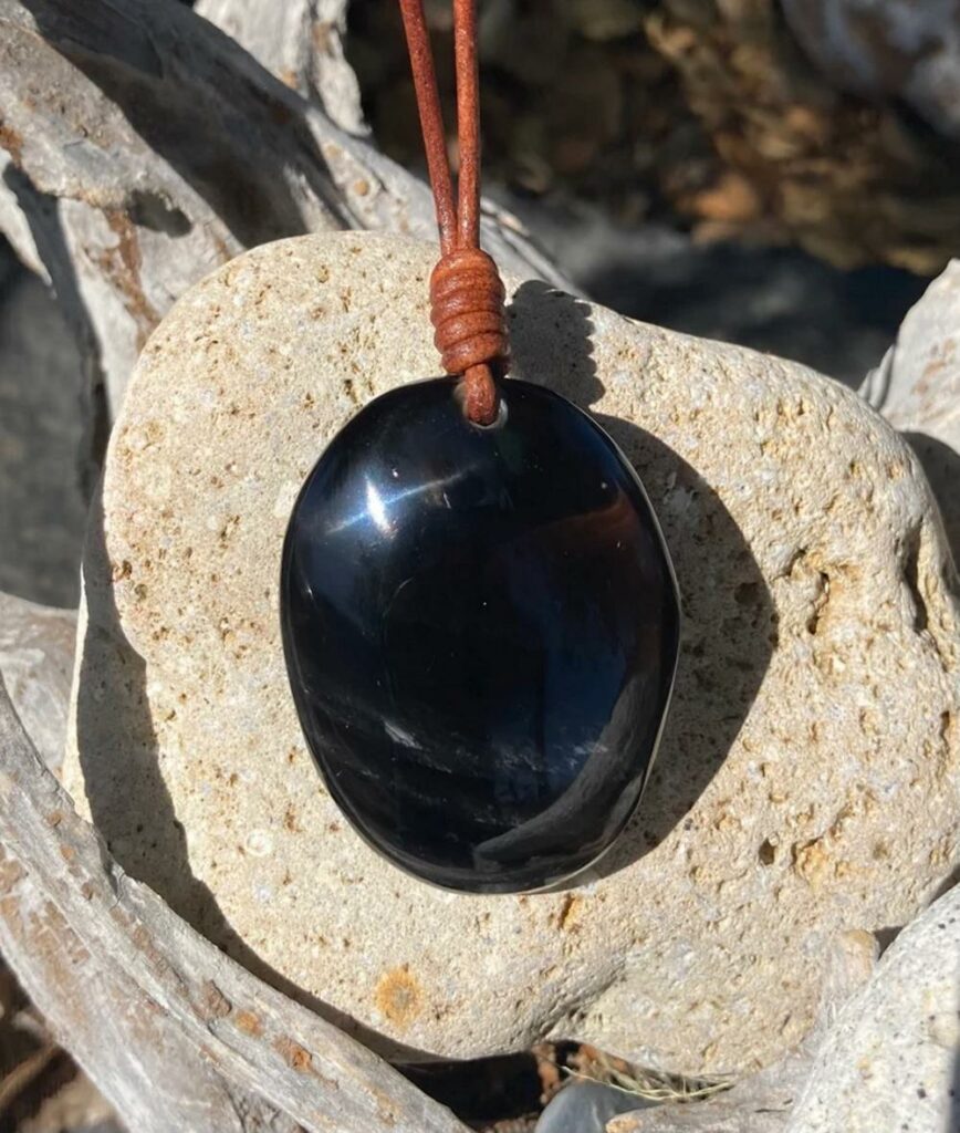 Apache Tears And Leather Necklace 