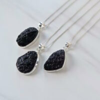 Tektite Necklace Pendant in Silver Sterling