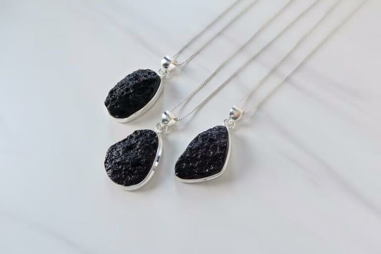 Tektite Necklace Pendant in Silver Sterling