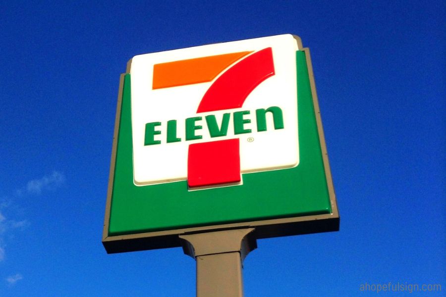 7-eleven road sign