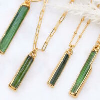 Large raw green tournaline necklace pendant