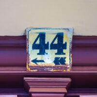 Number 44 on door sign