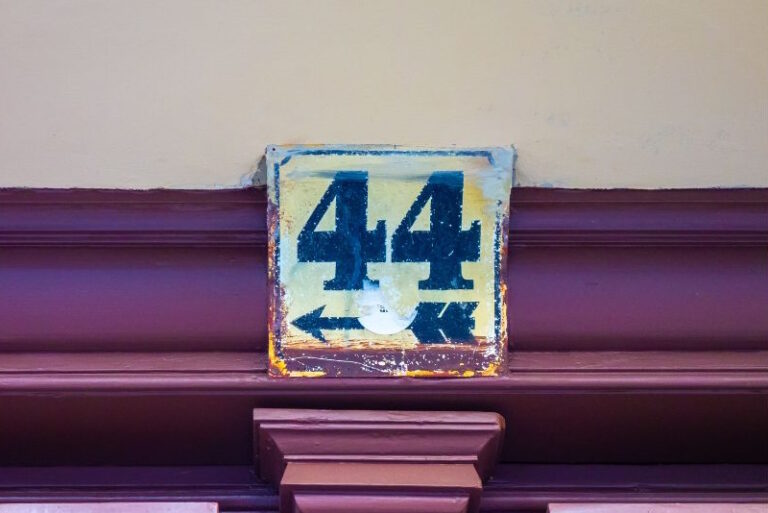 Number 44 on door sign