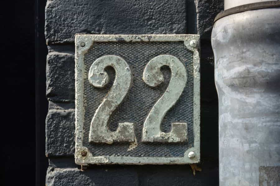 house number twenty two made out of cast metal