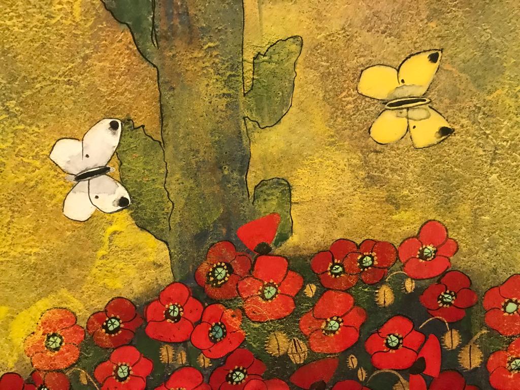 yellow and white butterflies on painting
