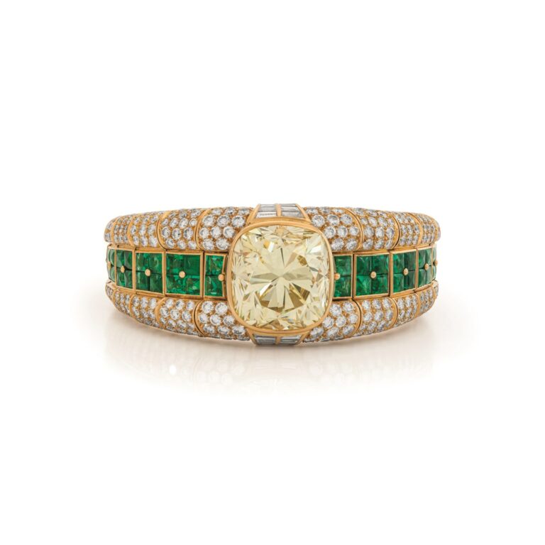 Bulgari Coloured Diamond and Emerald Bangle