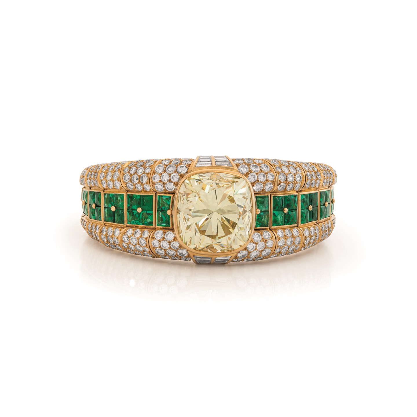 Bulgari Coloured Diamond and Emerald Bangle