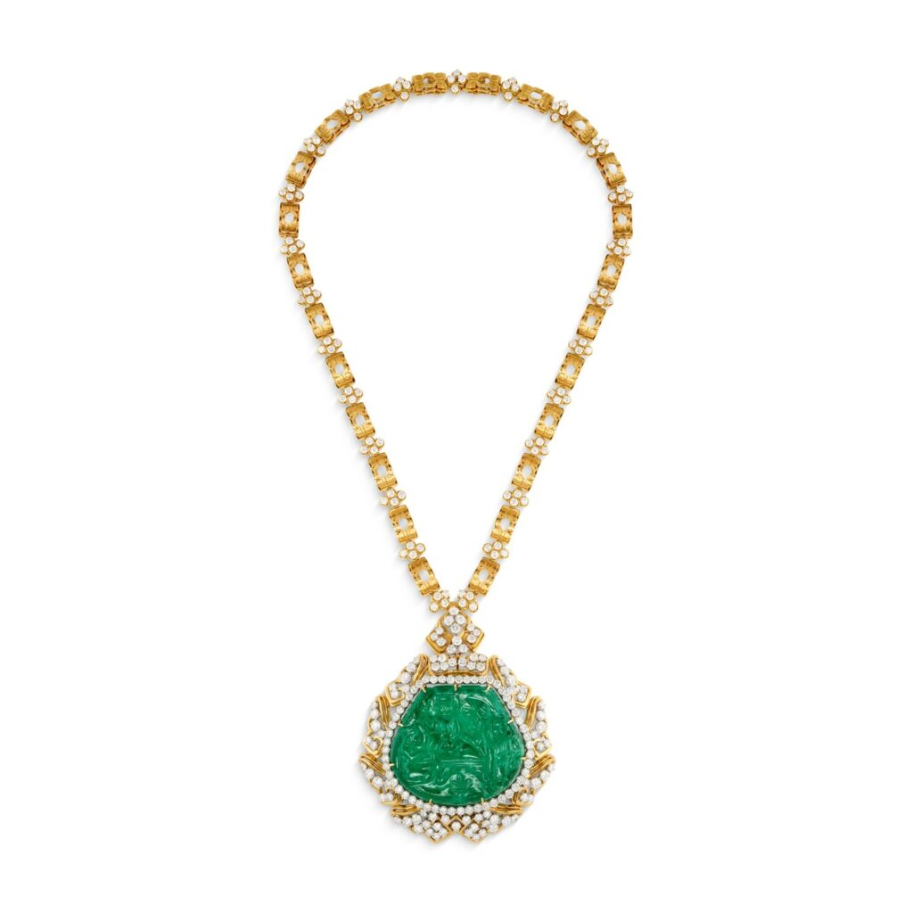 The Great Mogul Harry Winston Emerald and Diamond Pendant